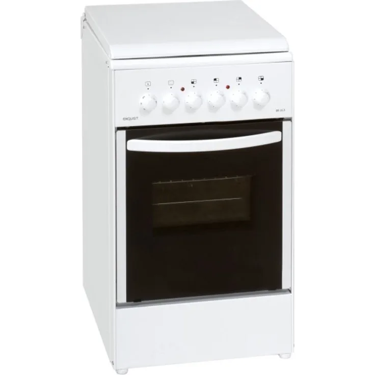 Exquisit EH10.3F2, Herd, A, freistehend, Betriebsart Ofen elektrisch, Betriebsart Kochfeld elektrisch, Anzahl Kochfelder 4, Volumen 51 l, Breite 50 cm, Selbstreinigung nein, Ober-Unterhitze (konventionell)