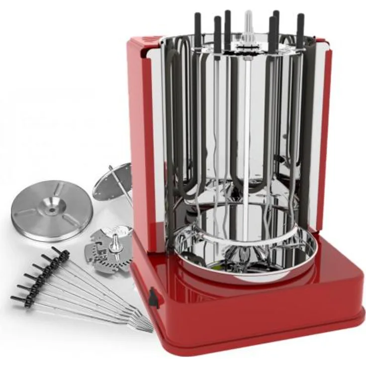 Syntrox Döner & Dreh Grill Badajoz mit Zubehör, 1400W, rot