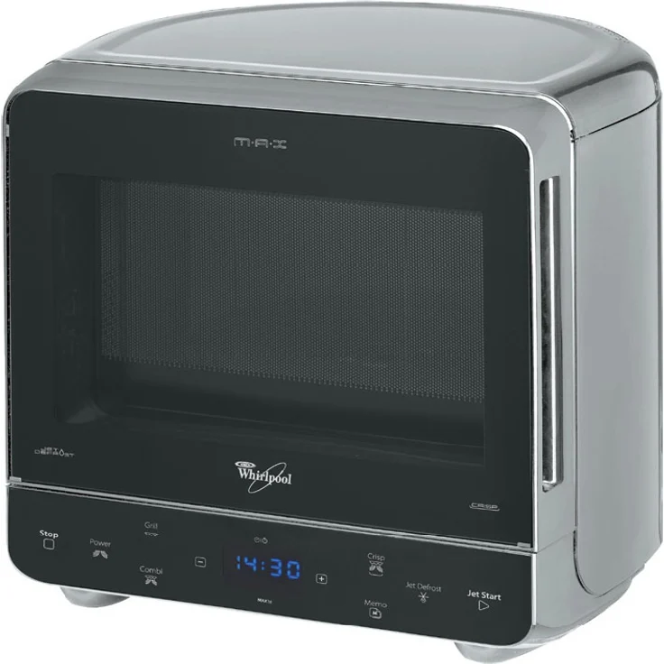 Whirlpool MAX 38 SL Mikrowelle mit Grill, Standgerät, 700 Watt, 13 Liter Garraum, Crisp Funktion, Super-Kompakt Design besonders platzsparend in Ecken, Grill 700 Watt, Schnellauftau-Funktion – Bild 1
