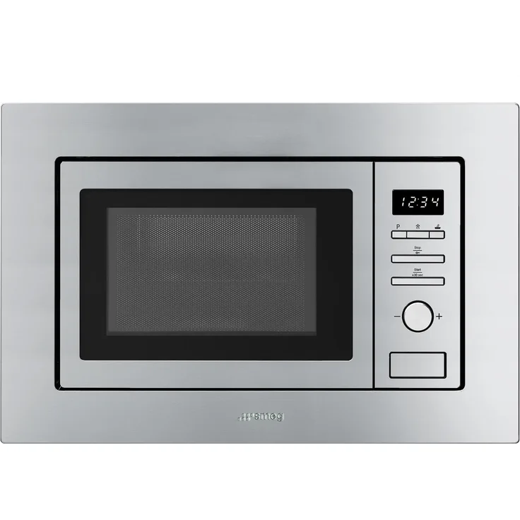 Smeg FMI020X Kompakt Mikrowelle mit Grill, Einbaugerät, 800W, 38 cm Edelstahl