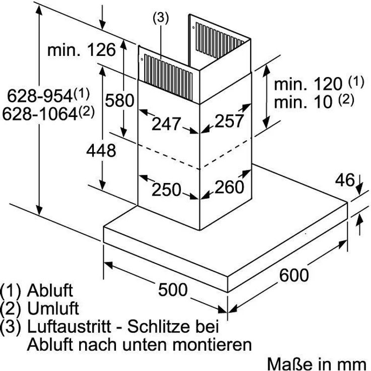 Neff N 70 D65BMP5N0, Motorhaube, Kamin flach, Breite: 59.8 cm, Tiefe: 50 cm, Absaugung und Rückführung (mit zusätzlichem Rückführungsset), rostfreier Edelstahl – Bild 5