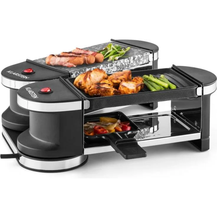Klarstein Tenderloin Mini Raclettegrill 600 Watt 360°-Basis Grillplatte heißer Stein