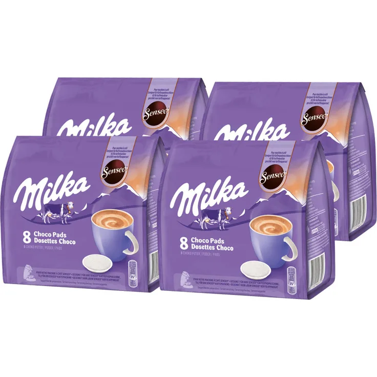 Senseo Milka Choco Pads 4er Set, Schokoladengetränk, Kakaogetränk, Kaffeepads, 4 x 8 Pads - Portionen