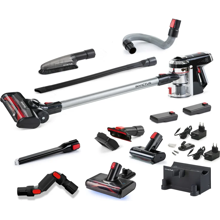 Genius Invictus X9 Handstaubsauger Deluxe-Set 23-tlg, 35 min Akkubetrieb, Zyklon-Technologie, freistehend, schwarz-rot