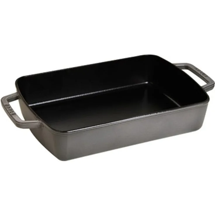 Staub Auflaufform (30 x 20 cm, 3,15 L mit mattschwarzer lierung im Inneren der Auflaufform) grafitgrau