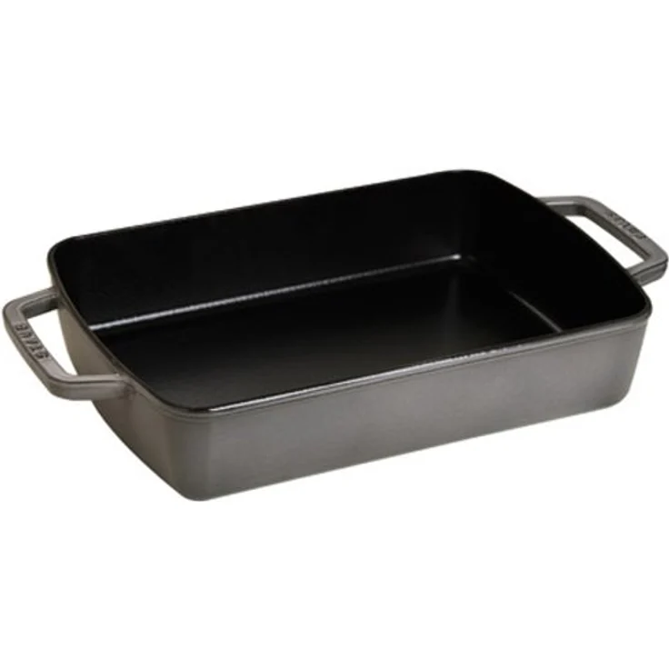 Staub Auflaufform (30 x 20 cm, 3,15 L mit mattschwarzer lierung im Inneren der Auflaufform) grafitgrau