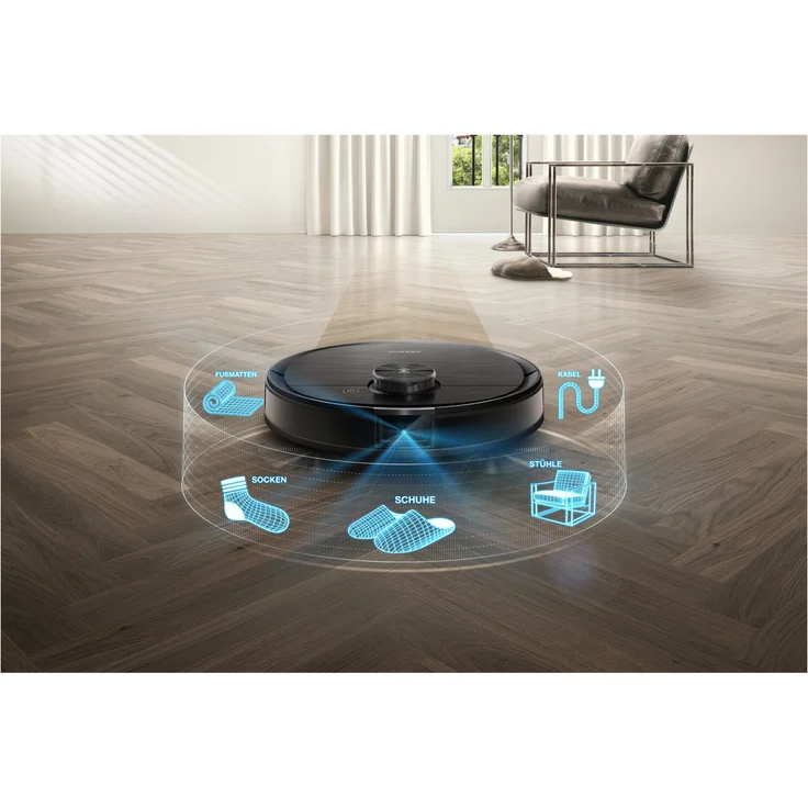 Ecovacs Deebot Ozmo T8 AIVI Saugroboter mit Wischfunktion, 180 min Akkubetrieb, App- und Sprachsteuerung, Lasernavigation, schwarz – Bild 8