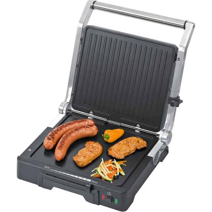 Steba Kontaktgrill Cool-Touch-Grill FG 70, stufenlose Temperaturregelung, herausnehmbare antihaftbeschichteten Grillplatten, Fettredutkion dank automatischen Fettablauf, 1800 Watt