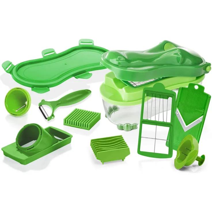 Genius Nicer Dicer Fun Croco (14 Teile) tierischer Nicer Dicer Spaß - unzählige Schneid-Möglichkeiten, Würfel, Stifte, Scheiben, Streifen, Viertel, Juliettis zur gesunden Ernährung für die Familie…