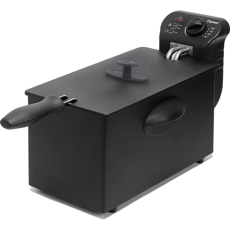 Bestron Fritteuse Cool Zone, Für 1 kg Frittiergut, 3,5 Liter, 2000 W, Schwarz