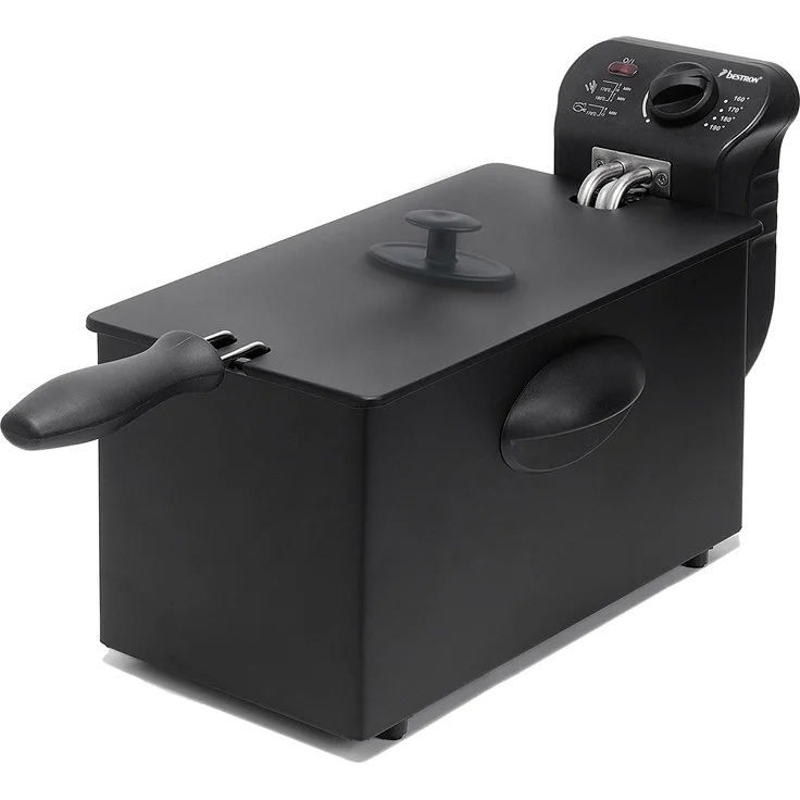 Bestron Fritteuse Cool Zone, Für 1 kg Frittiergut, 3,5 Liter, 2000 W, Schwarz – Bild 1