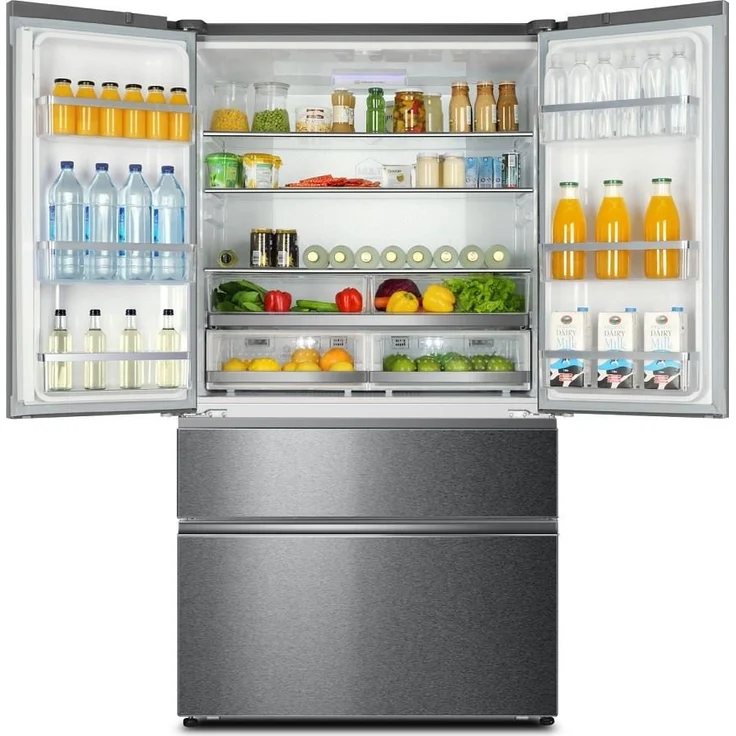 Haier HB26FSSAAA French-Door-Kühlschrank, freistehend, edelstahl, NoFrost, Schnellgefrieren, 0-Grad-Zone, Eiswürfelspender, Festwasseranschluss, Breite 100.5 cm – Bild 2
