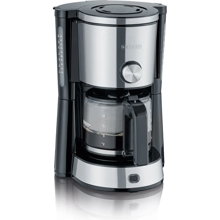 SEVERIN KA 4825 Type Switch Kaffeemaschine (Für gemahlenen Filterkaffee, 10 Tassen, Inkl. Glaskanne) edelstahl-schwarz – Bild 1