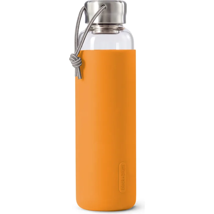 Glas-Wasserflasche, Orange, 600 ml