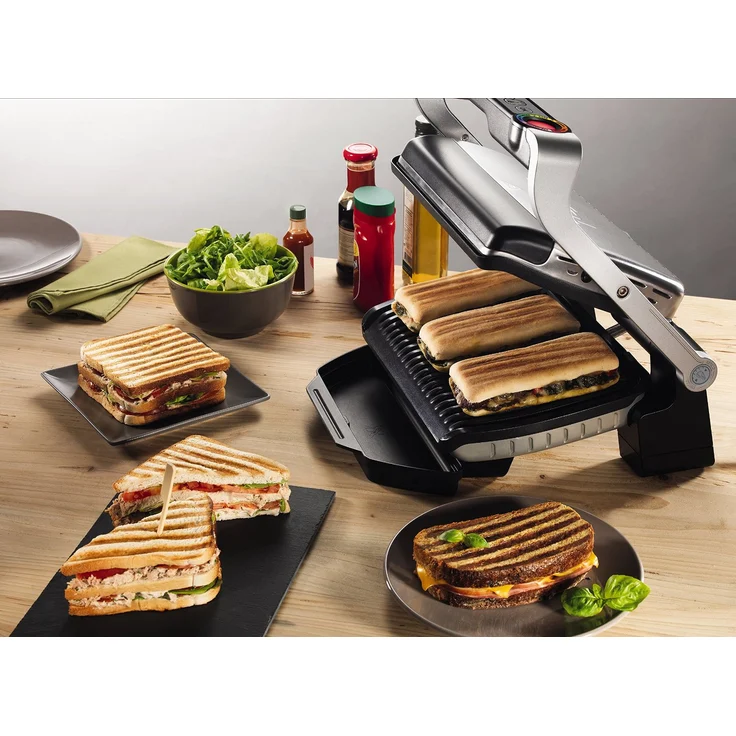 Tefal GC712D OptiGrill+ Kontaktgrill, 2000 Watt, 6 voreingestellte Grillprogramme, 30 cm x 20 cm Grillplatte, 4 Temperaturstufen, herausnehmbare Platte, antihaftbeschichtet, silber – Bild 4