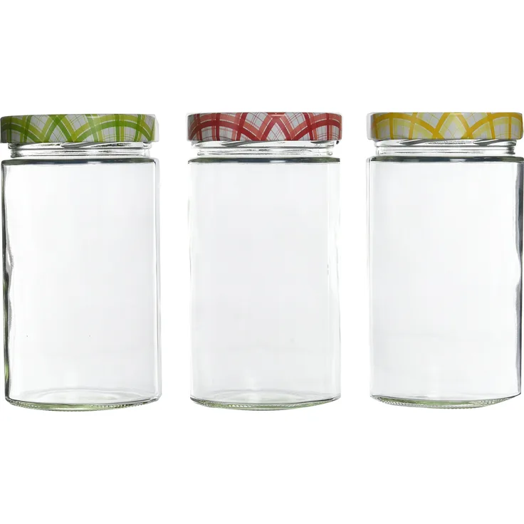 Tescoma Einmachglas 700 ml, transparent mit butem Deckel, 895116, 3 Stück