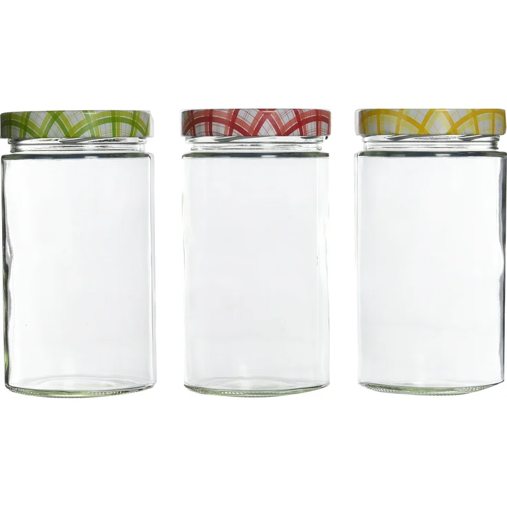 Tescoma Einmachglas 700 ml, transparent mit butem Deckel, 895116, 3 Stück