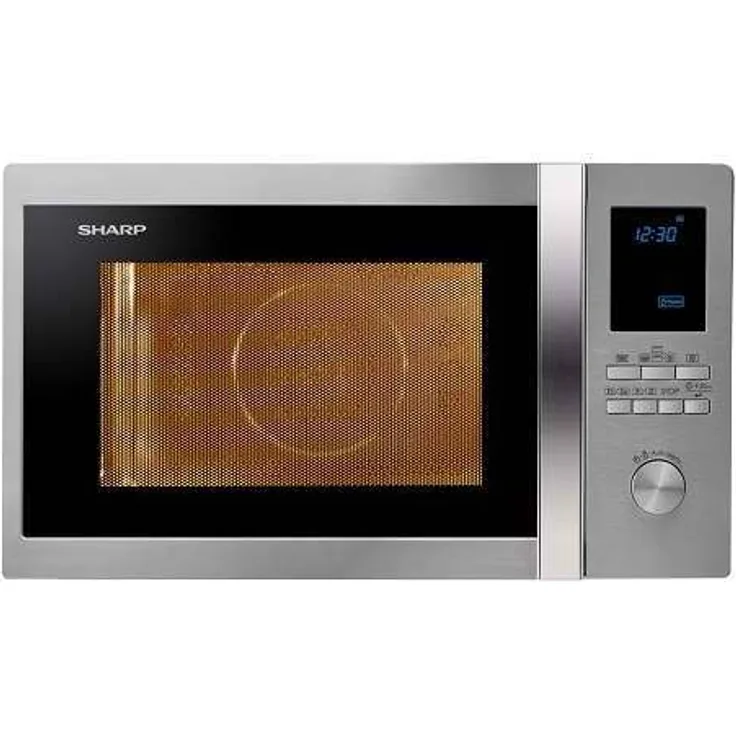 Sharp R922STWE 3-in1 Mikrowelle mit Grill und Heißluft, Standgerät, 32 Liter Garraum, 1000 Watt, LED-Display, 10 Automatikprogramme, Gewichtgesteuerters Auftauen, Edelstahl
