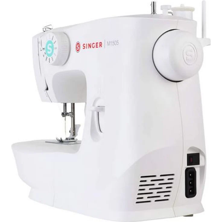 Singer M1505 Freiarm-Nähmaschine 6 Nähprogramme Vier-Stufen-Knopflochautomatik Wahlrad Freiarm-Nähmaschine, weiß – Bild 2