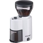 Cloer 7521 Elektrische Kaffeemühle mit Kegelmahlwerk, 2-12 Tassen, 300 g Kaffeebohnen, 150 W, verstellbarer Mahlgrad, Kunststoff, weiß