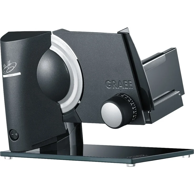 Graef S32116LAF Allesschneider, 200W, inkl. MiniSlice Aufsatz, Edelstahltablett, Vollmetall, Kindersicherung, schwarz – Bild 1
