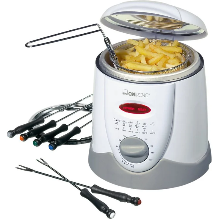 Clatronic FFR 2916 Fondue-Fritteuse 2in1, Bedienfeld mit Kontrolldisplay, 6 Fonduegabeln, 1 Liter – Bild 1
