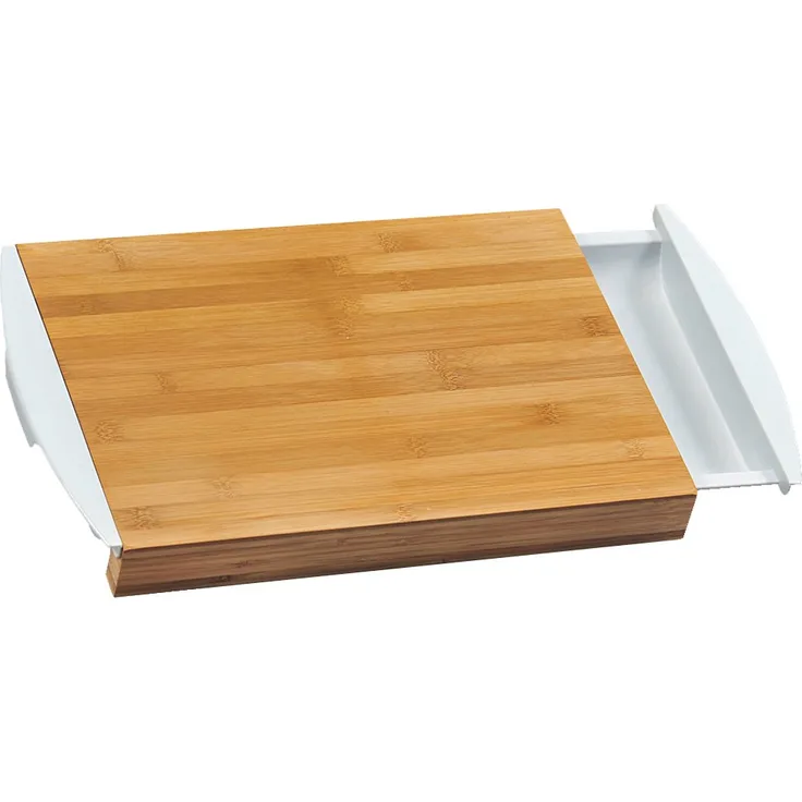 Kesper Schneidebrett mit Auffangschalen aus Bambus-Kunststoff, braun-weiß, 41 x 25 x 4 cm