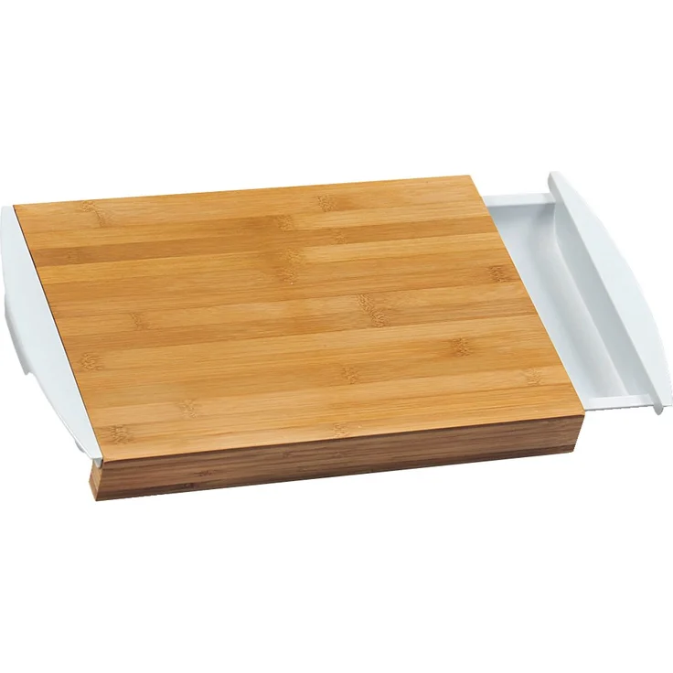 Kesper Schneidebrett mit Auffangschalen aus Bambus-Kunststoff, braun-weiß, 41 x 25 x 4 cm – Bild 1