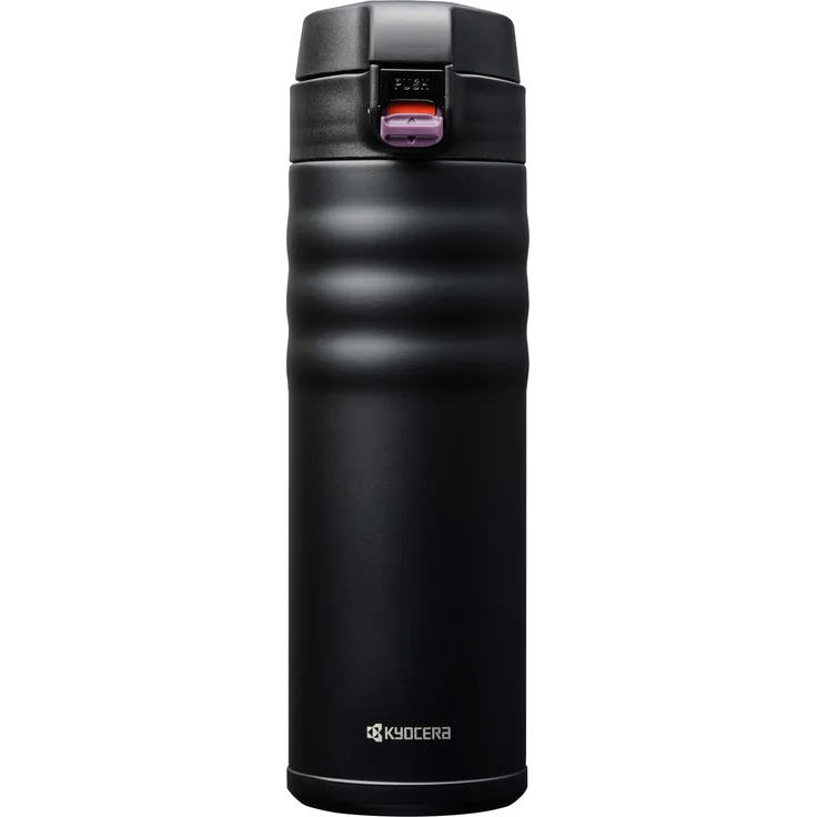 Kyocera FLIP TOP - isolierte Trinkflasche mit keramischer Innenbeschichtung | schadstoff-frei | auslaufsicher | leicht | stylisch | schwarz, 500 ml