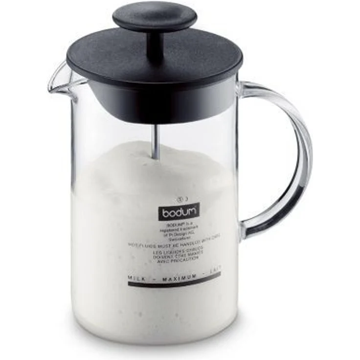 Bodum 1446-01 Milchschäumer mit Glasgriff Latteo, schwarz – Bild 1