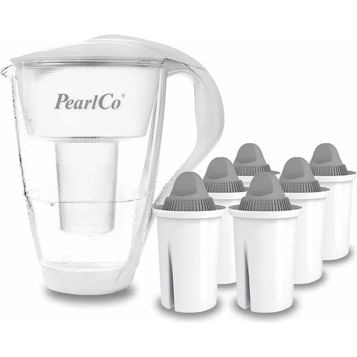 Glas-Wasserfilter weiß inkl. 6 Protect+ Filterkartuschen