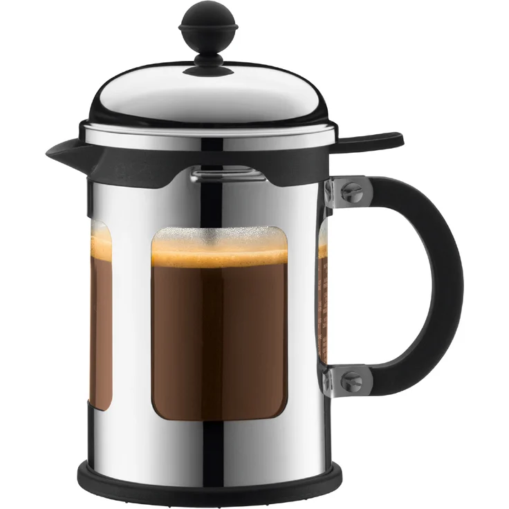 Bodum CHAMBORD Kaffeebereiter (French Press System, Auslaufschutz, Edelstahlrahmen, 0,5 liters) glänzend – Bild 1