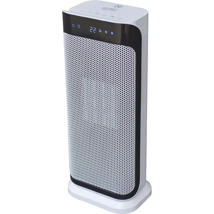 TZS First Austria FA-5565-1 Heizlüfter mit PTC Keramik Heizelement, 2.000 Watt, 2 Heizstufen, 8 Stunden Timer, weiß-schwarz, Heizlüfter