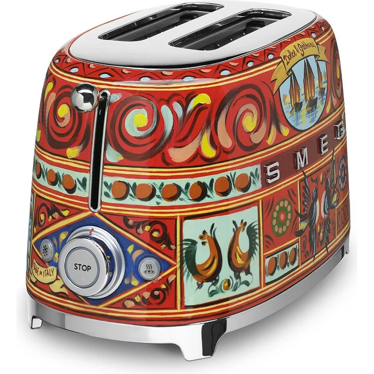 SMEG TSF01DGEU Doppelschlitztoaster, 950W, 6 Bräunungsstufen, rot, gelb, blau – Bild 3