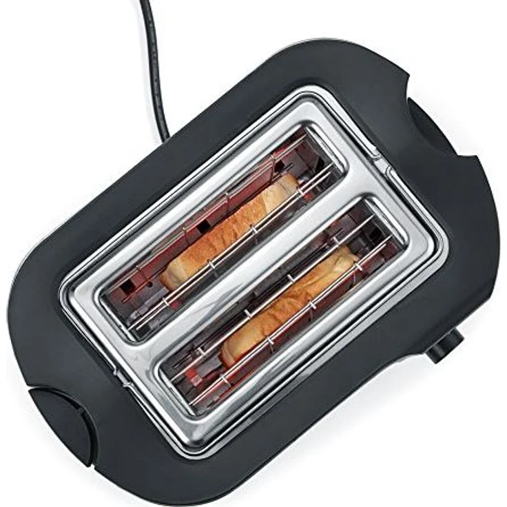 Severin AT 2589 Automatik- Automatik-Doppelschlitztoaster, 800W, inkl. Brötchen-Röstaufsatz, 2 Röstkammern, edelstahl-schwarz – Bild 2