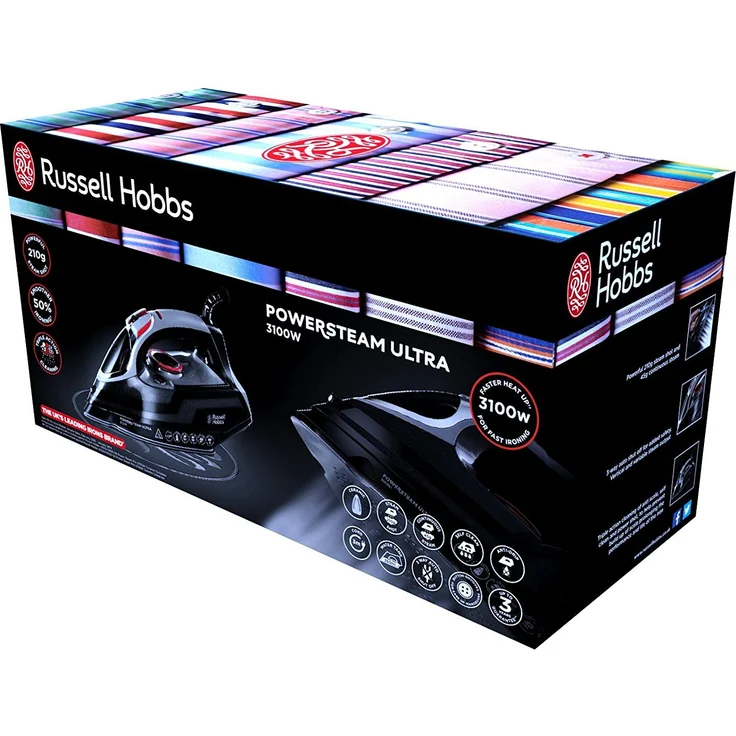 Russell Hobbs Bügeleisen Powersteam Ultra (3100 Watt, 210 g-min Extra-Dampfstoß, Keramik-Bügelsohle, Selbstreinigungs- & Sprühwasserfunktion, Tropfstopp, Vertikaldampf), Dampfbügeleisen 20630-56 – Bild 7