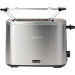 Bestron ATO800STE 2-Schlitz-Toaster, 800W, 5 Bräunungsstufen, inkl. Brotscheibenzentrierung, Brötchen-Röstaufsatz, edelstahl (gebürstet)-schwarz