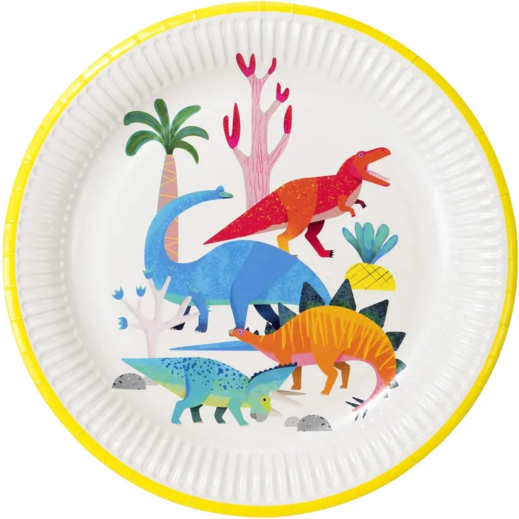 Talking Tables Dino Dinosaur Plate 23Cm 8Pk, Papier, mehrfarbig