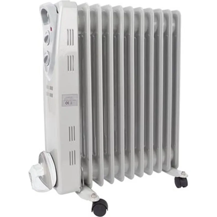 Perel 2500W Öladiatorheizkörper mit Rollen, mobile Thermostat Zusatzheizung elektrisch, Radiator