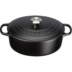 Le Creuset Signature Gusseisen-Bräter mit Deckel, Durchmesser 29 cm, Oval, Für alle Herdarten und Induktion geeignet, Volumen: 4,7 l, schwarz matt 