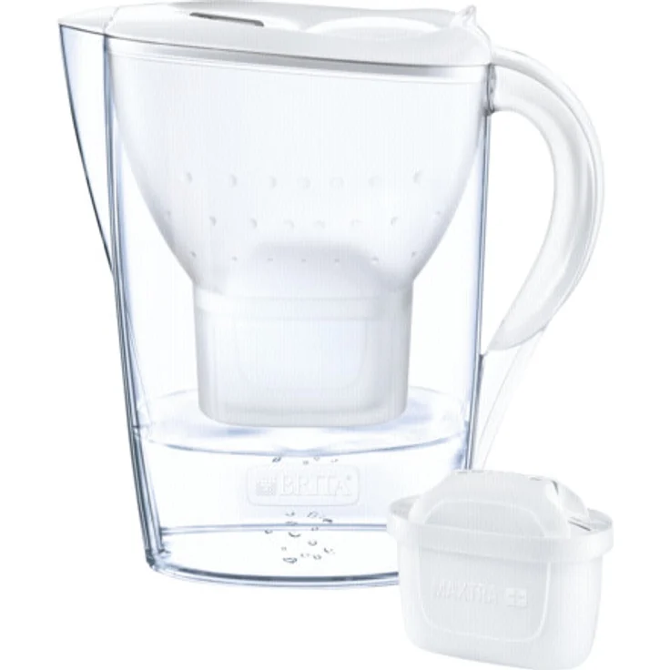 BRITA Wasserfilter Marella weiß inkl. 1 Maxtra Plus Filterkartusche – BRITA Filter zur Reduzierung von Kalk, Chlor & geschmacksstörenden Stoffen im Wasser  – Bild 1