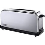 Russell Hobbs 23510-56 Toaster Langschlitz Victory, extra breite 1 Langschlitzkammer, inkl. Brötchenaufsatz, 6 einstellbare Bräunungsstufen + Auftaufunktion, 1000W, edelstahl
