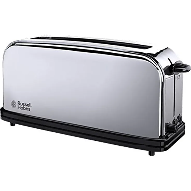 Russell Hobbs 23510-56 Toaster Langschlitz Victory, extra breite 1 Langschlitzkammer, inkl. Brötchenaufsatz, 6 einstellbare Bräunungsstufen + Auftaufunktion, 1000W, edelstahl