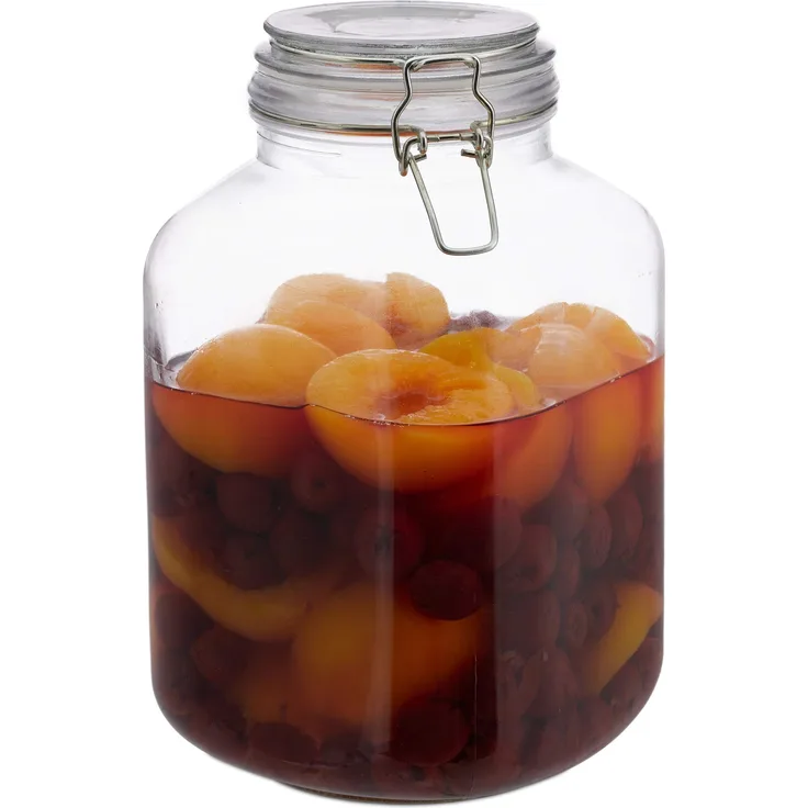 Relaxdays klar 3 Liter Einmachglas, zum Konservieren, Gastro, Bügelverschluss, Gummiring, luftdicht, XXL Einweckglas, Glas, Eisen, Standard