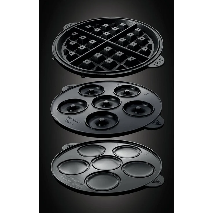 Russell Hobbs Multifunktionsgerät Rund 3-in-1 Fiesta Waffeleisen, Mini Cupcake Maker und Mini Donut Maker, spülmaschinengeeignete & antihaftbeschichtete Platten, 900 Watt, 24620-56 – Bild 4