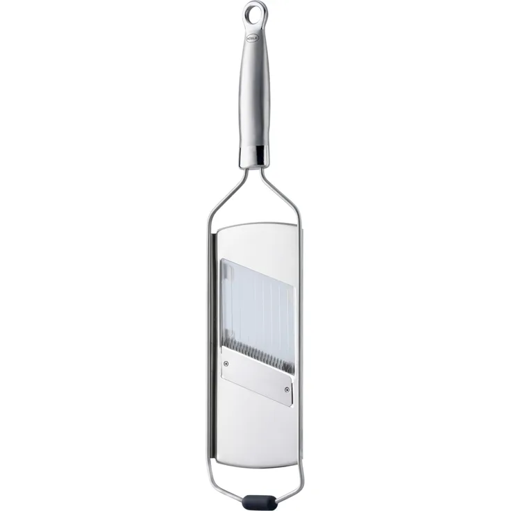 RÖSLE Juliennehobel, Hochwertiger Hobel für Gemüse wie Zucchini, Gurken oder Karotten, 3 Einsätze, mit Silikonstandfuß, Edelstahl 18-10, inkl. Schutzcover