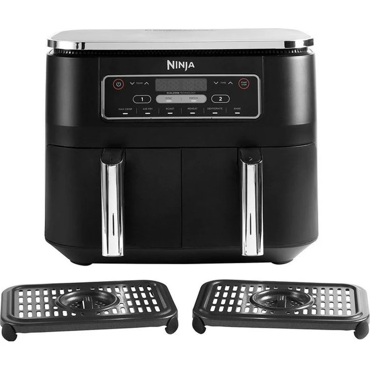 Ninja Foodi AF300EU Dual Zone Heißluftfritteuse, 2 separate Kochfächer, Großes Fassungsvermögen von 7,6 L, ohne Fett, 2400 Watt – Bild 2
