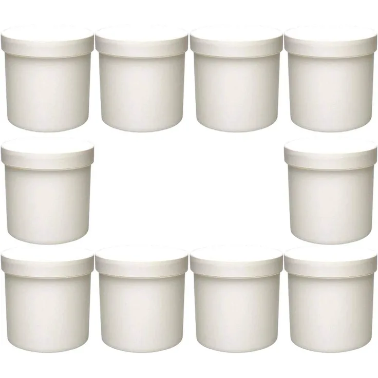 mikken 10 x leere Cremedose Cremetiegel 250 ml Dose aus Kunststoff weiß, lebensmittelecht, BPA frei made in germany