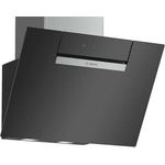 Bosch Serie 2 DWK67EM60, Motorhaube, Kamin abgewinkelt, Breite: 59 cm, Tiefe: 43.4 cm, Absaugung und Rückführung (mit zusätzlichem Rückführungsset), mit internem Motor, Schwarz