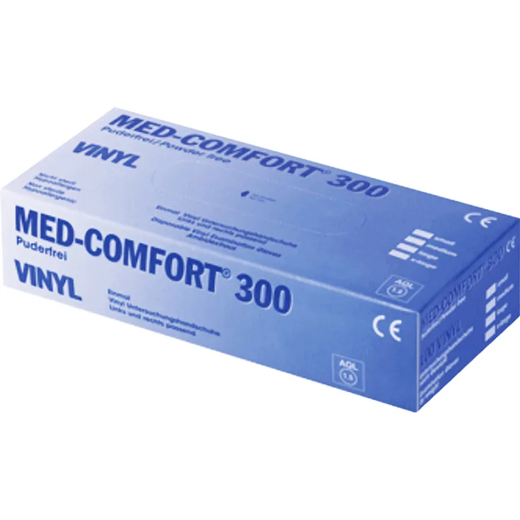 Vinylhandschuhe Ampri MED Comfort 300 XL weiß ca. 30 cm lange puderfreie Vinylhandschuhe, 100 Stück-Box
